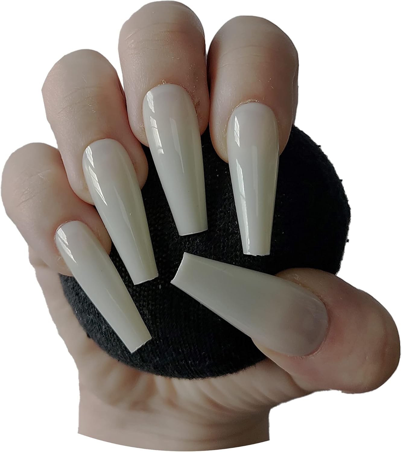 Set of 600 long tapered coffin full cover false nails, perfect for customizing chic and sleek nail designs with lasting durability