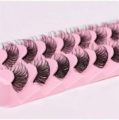 10 Pairs of Natural Wispy Strip Lashes by Sasha Cosmetics, Perfect for a Natural yet Full Lash Effect.