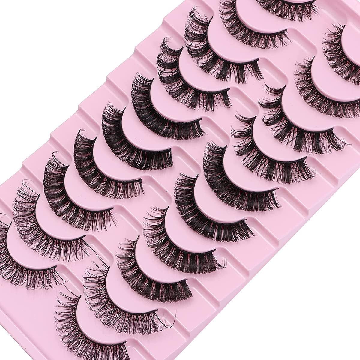 10 Pairs Natural Wispy Strip Lashes (Mixed) by Sasha Cosmetics for a Soft, Voluminous Look