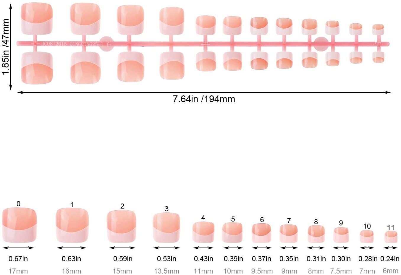 24 Pieces French Manicure Press-On False Toe Nails by Sasha Cosmetics, Easy and Elegant Nail Application