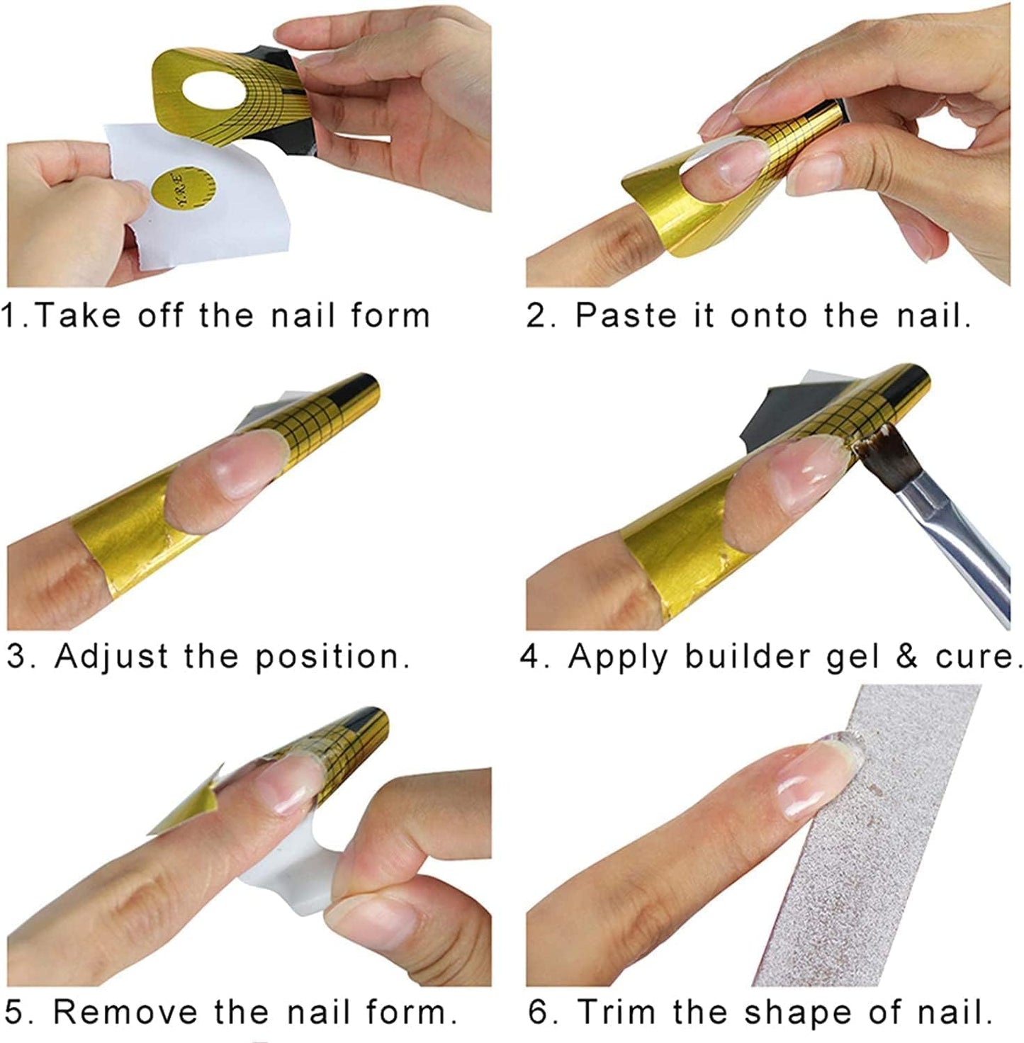 Gold Nail Forms Gel Nail Extension Guides