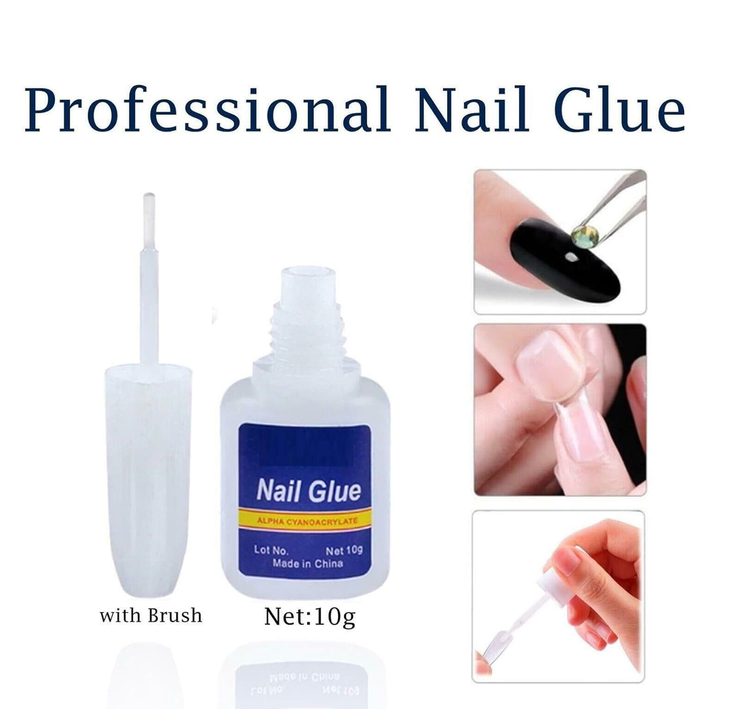 10g Brush On Extra Strong False Nail Glue by Sasha Cosmetics, Ideal for Secure and Easy Nail Adhesion.