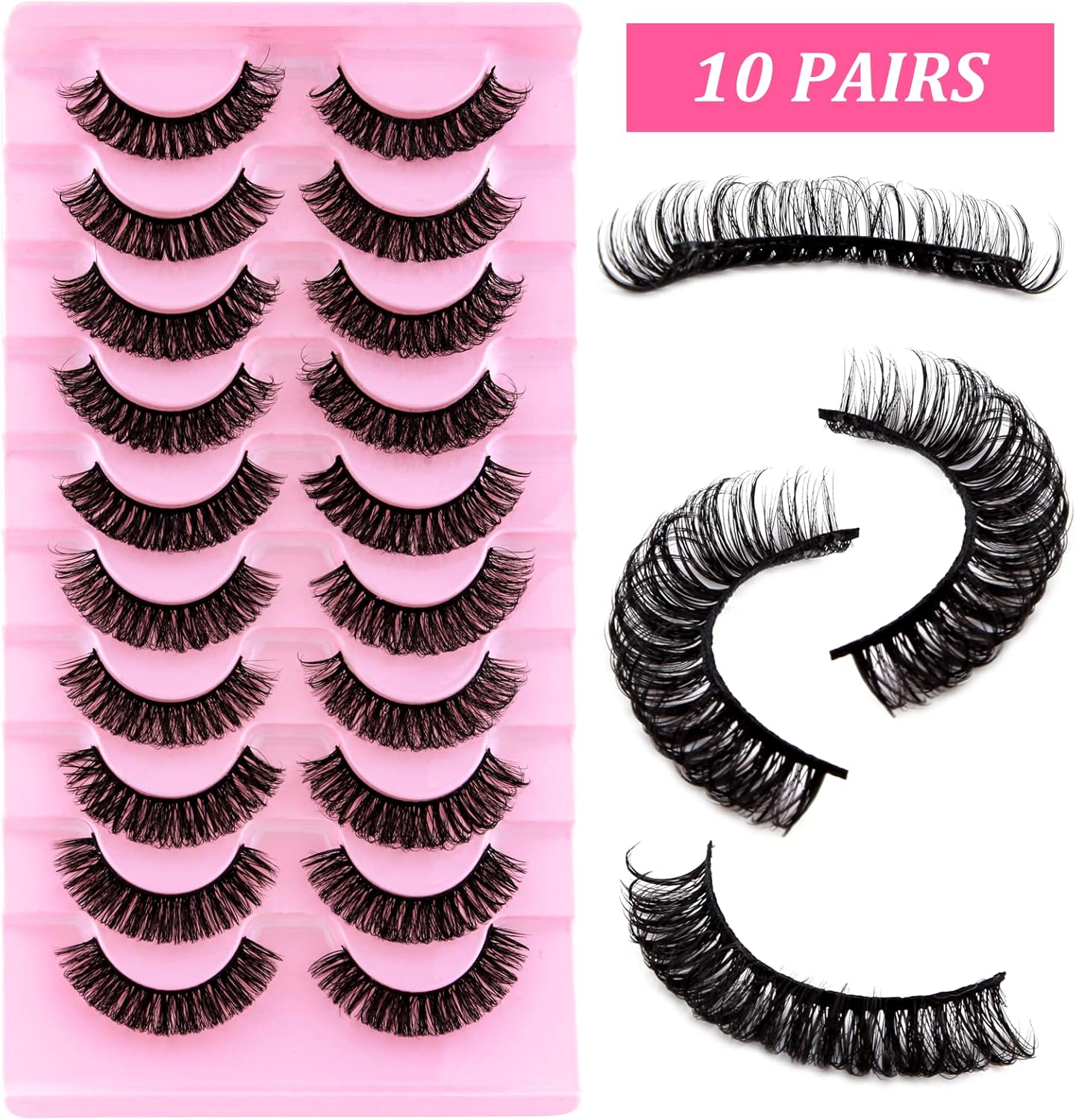 Volume strip lashes 10 pairs bold reusable false eyelashes