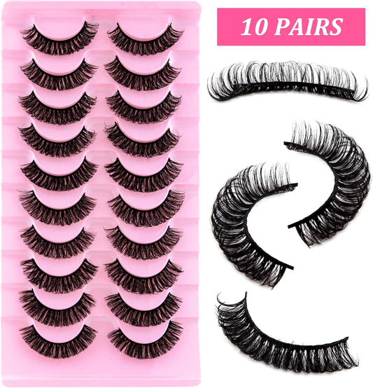 Volume strip lashes 10 pairs bold reusable false eyelashes