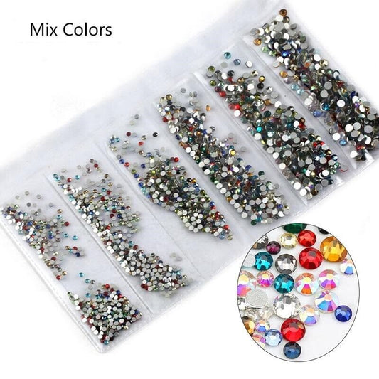 Flatback Crystal Diamante Rhinestones in Mixed Colours by Sasha Cosmetics, Perfect for Nail Art and Creative Designs