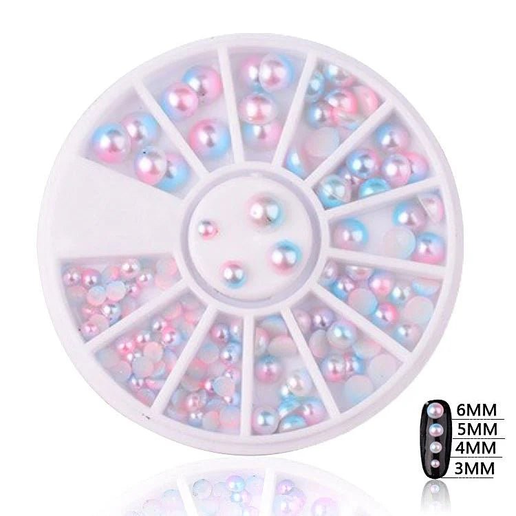 Mermaid Flat Back Pearls Nail Art Decoration Wheel, Perfect for Unique and Creative Nail Designs by Sasha Cosmetics