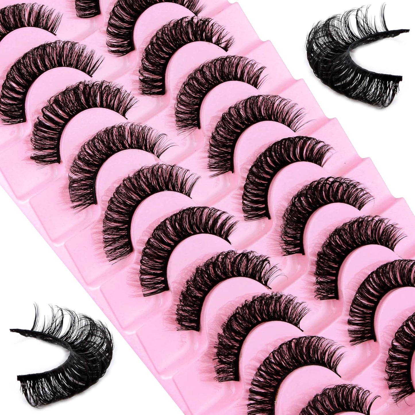 Fluffy volume strip false eyelashes dramatic glam look