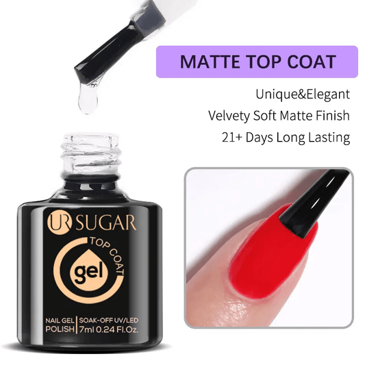 UR SUGAR Matte Top Coat Gel Polish for a Smooth, Non-Shiny Finish and Long-Lasting Nail Protection.