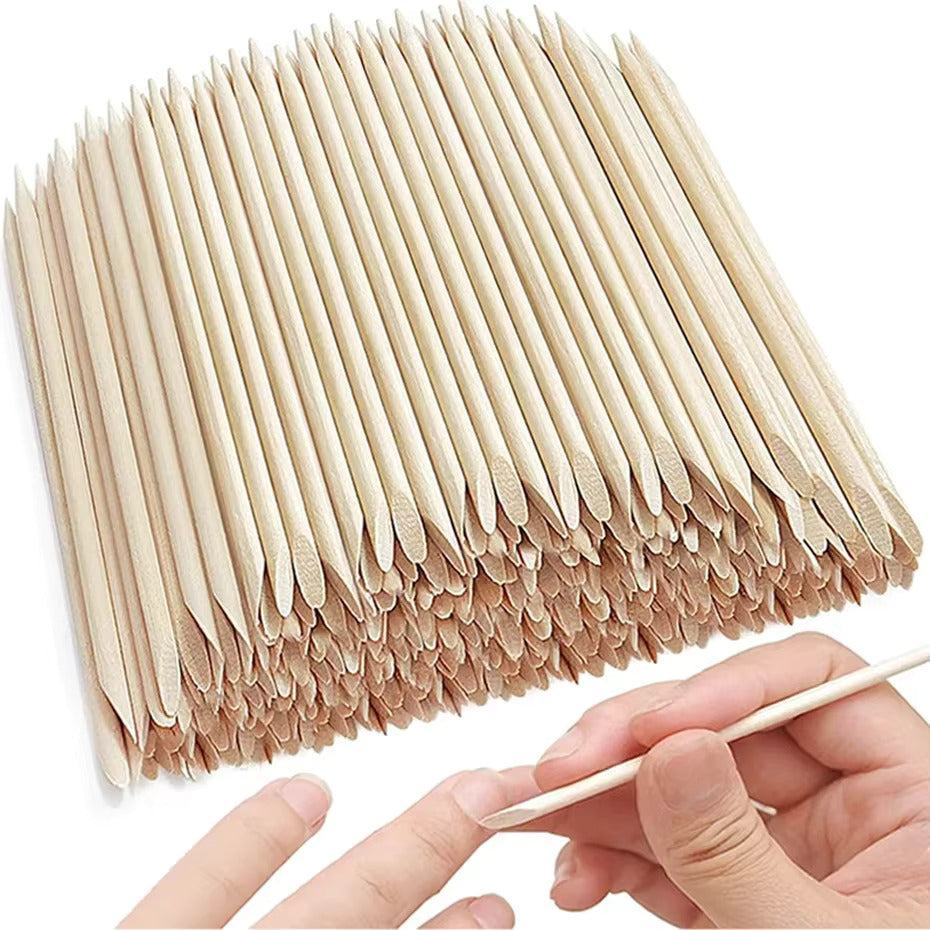 100 pack wooden cuticle pusher sticks for manicure and nail care