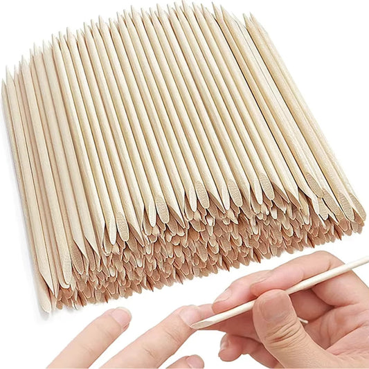 100 pack wooden cuticle pusher sticks for manicure and nail care